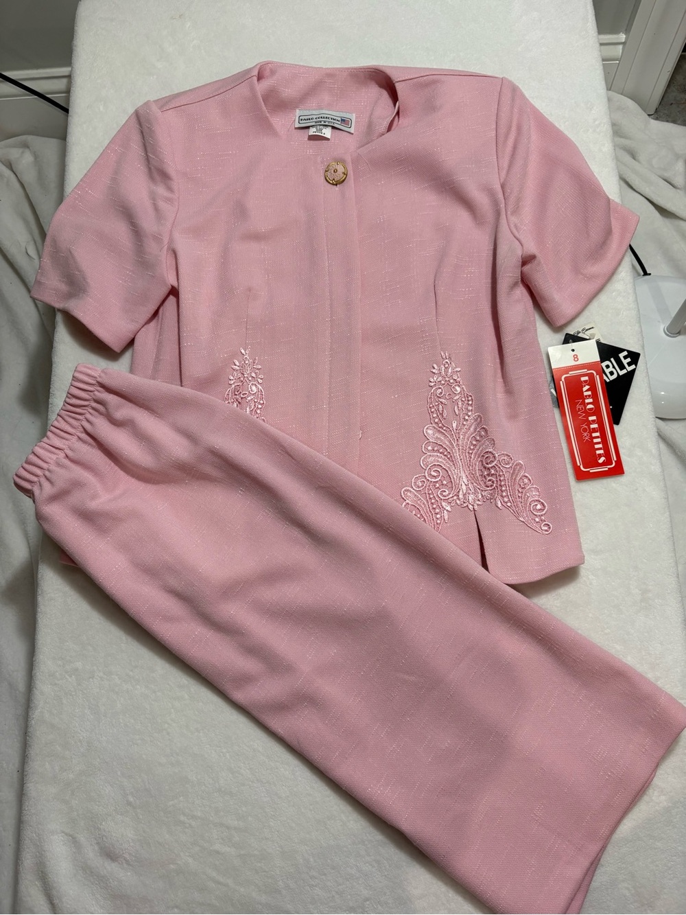 Pablo Petites Pink Embroidered Two-Piece Pantsuit